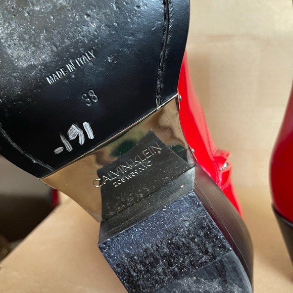 Calvin Klein 205W39NYC Tiesa Red Leather Ankle Boots sz 38 - Picture 9 of 9